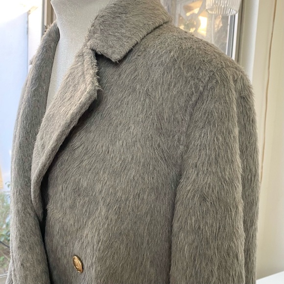 GUESS NWT Textured Wool Blend Double Breasted Coat Light Stone Heather Size S - Picture 10 of 16